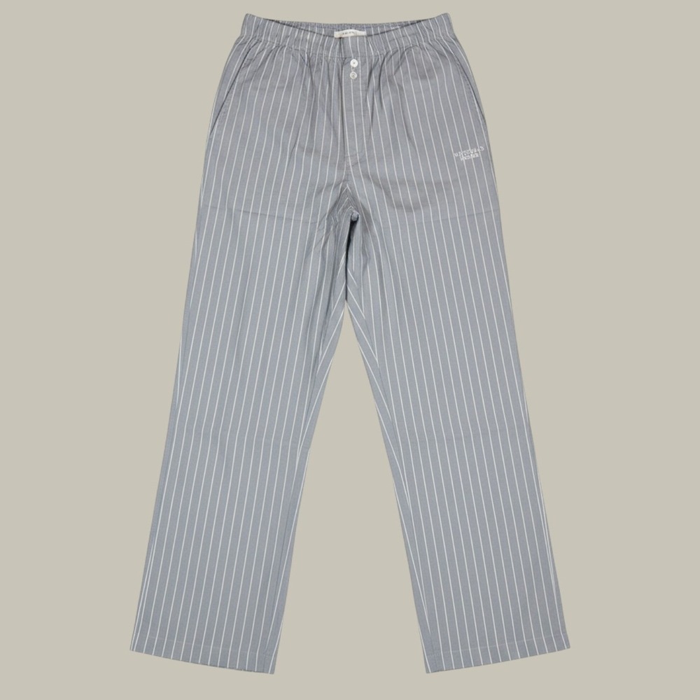 Victoria's Secret Cotton Poplin Pajama Pants S Blue White Striped Logo